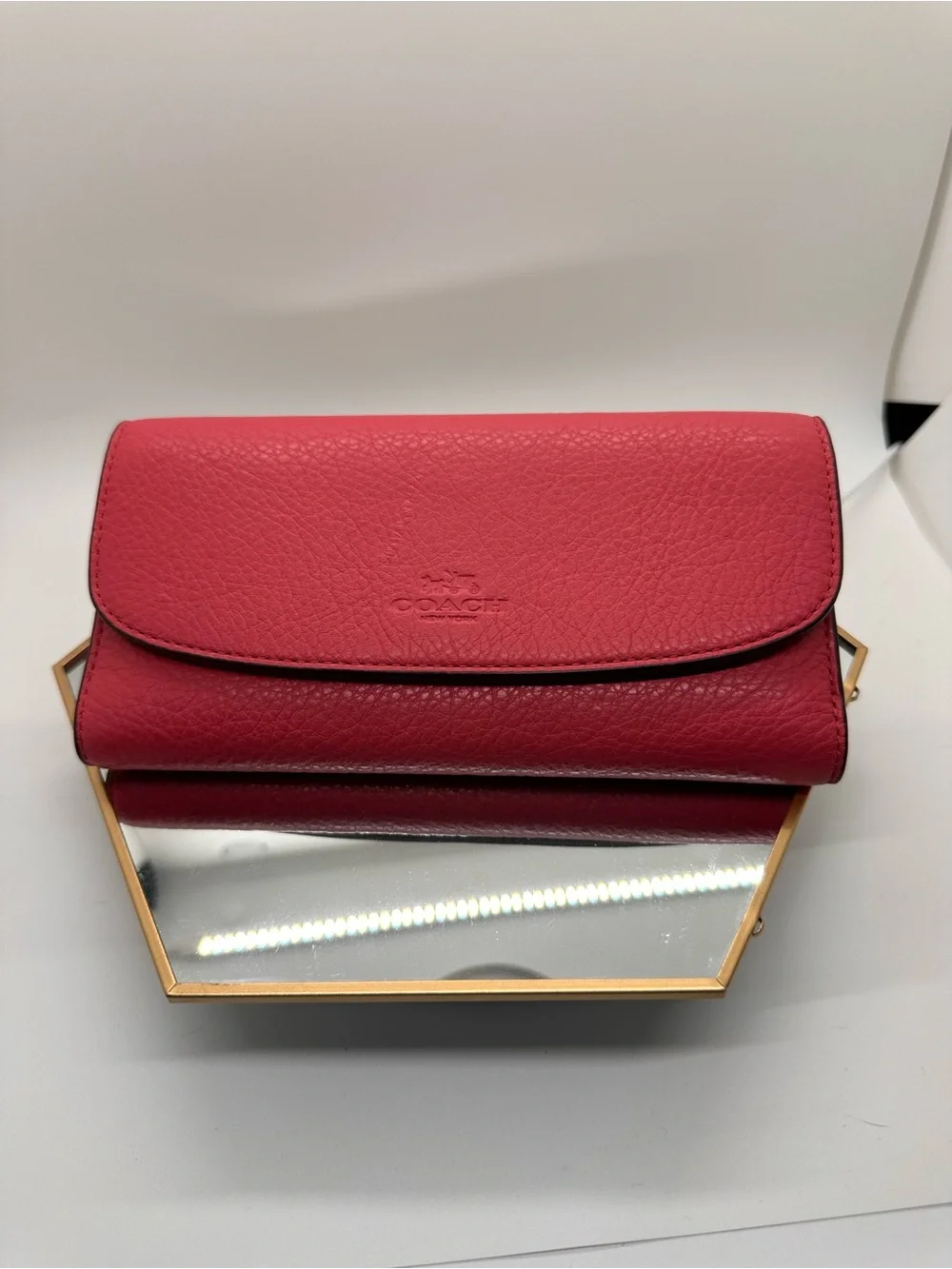 Coach Pebbled Leather Wallet and Checkbook holder - Rose Red NWOT!! Never Used!! - Picture 1 of 10